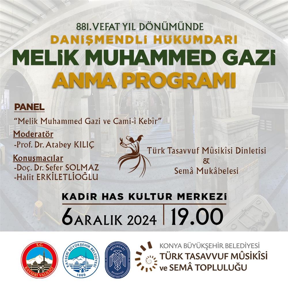 Büyükşehir, Melik Muhammed Gazi'yi anacak